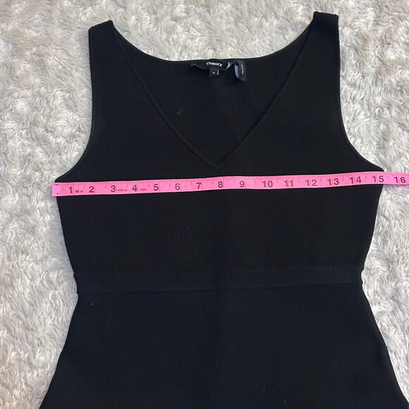 Gorgeous Theory S Stretch Bandage Knit Midi Dress Vneck Black Cocktail ALine - Picture 5 of 10